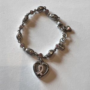 Brighton Breast Cancer Pink Heart Charm Bracelet